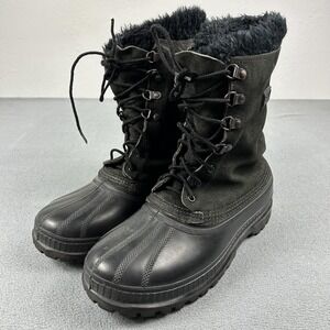 Vintage Sorel‎ Boots Mens Size 8 Black Insulated Winter Waterproof Made USA 90s